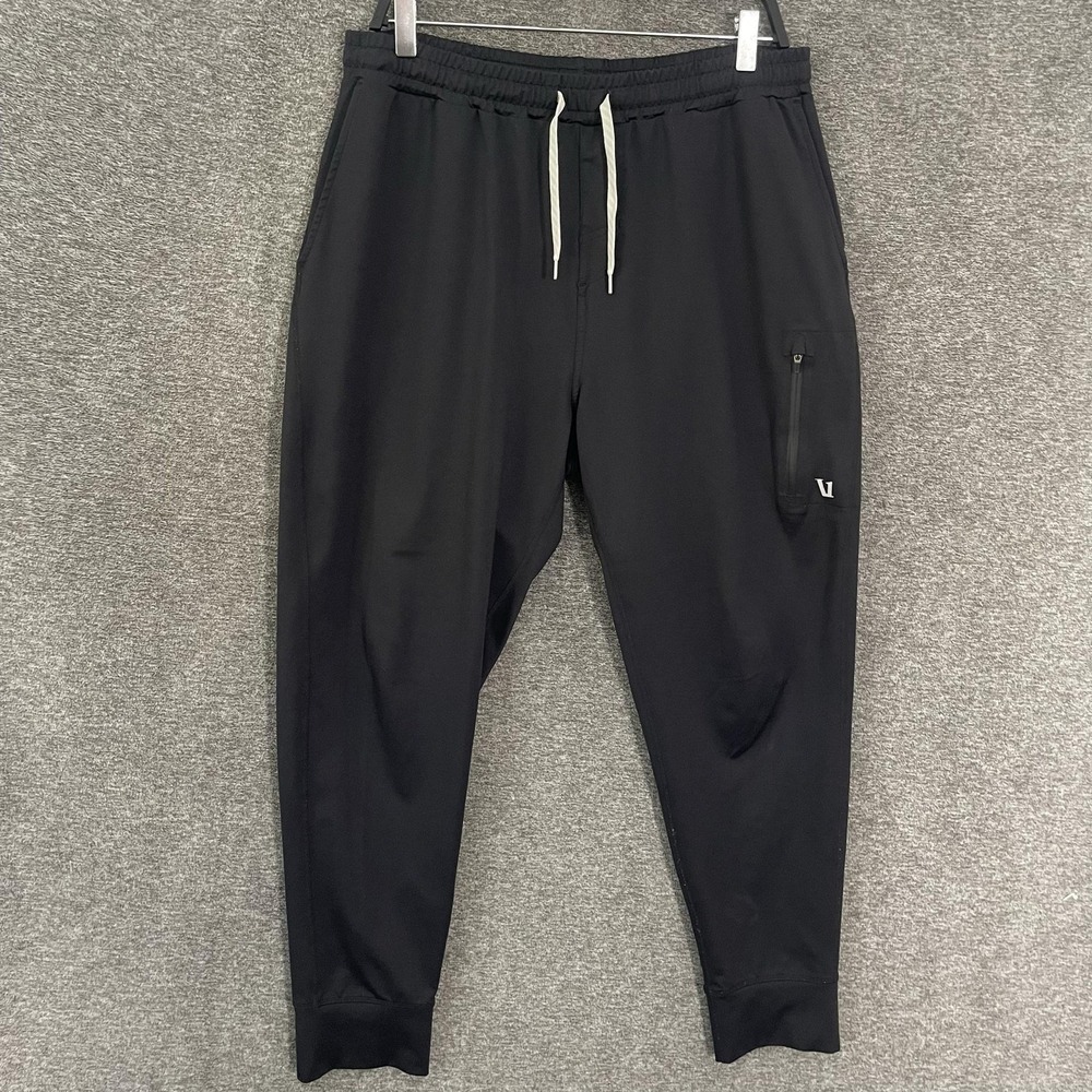 Vuori Sunday Performance Jogger Pants Mens XL Black Knit Zip Pockets V416